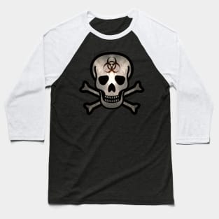 Skull and Bones Biohazard in a Dark Light Baseball T-Shirt
